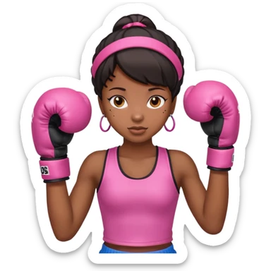 Black girl with pink boxing gloves  sticker
