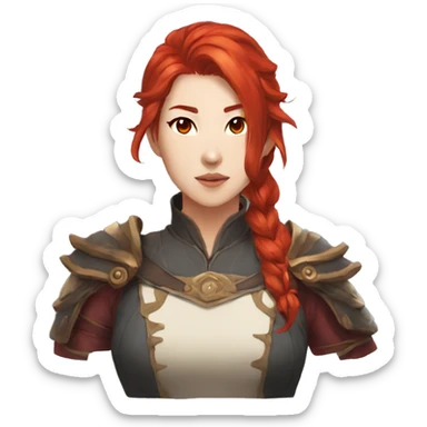 Female fire genasi rouge Asian red hair dnd sticker