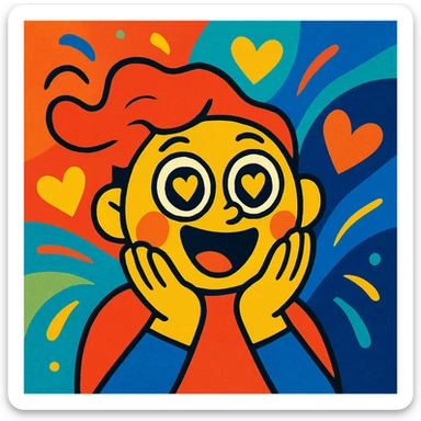 the concept of admiration, vibrant cartoon style, colorful, expressive sticker