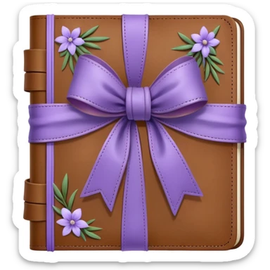 Brown journal with bows and lavender flowers sticker