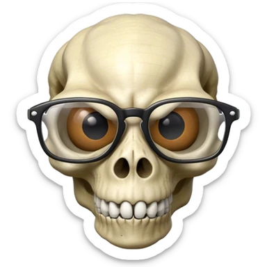 dinosaur skull with glasses sticker
