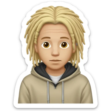 blonde long dreadlocks man with hoodie sticker