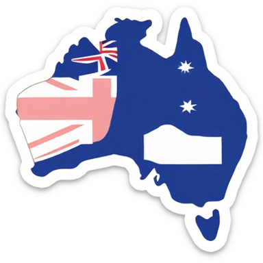 Outline of Australia with emojis inside representing the country sticker