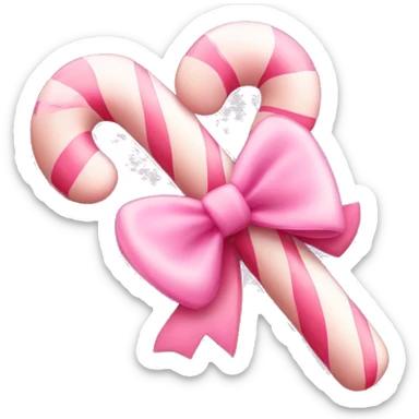 A light pink candy cane, with pink bowknot on it sticker
