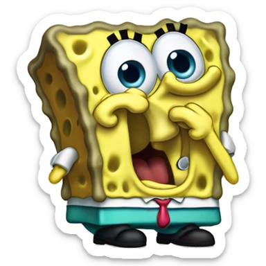 Spongebob SquarePants smacking his head in disbelief/dissatisfaction  sticker