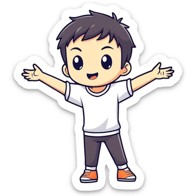Cute anime style chibi male character with dark aesthetic with arms open wide  sticker