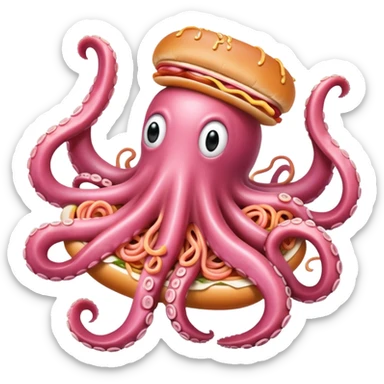 pink spaghetti slop octopus hot dog  sticker