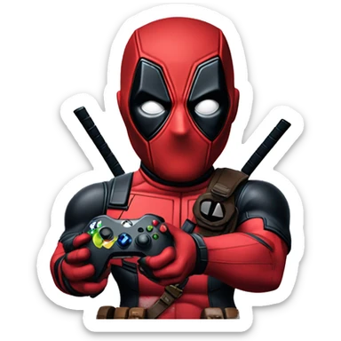 Deadpool holding xbox controller sticker