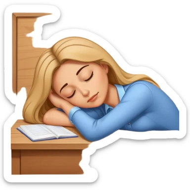 Tired woman teacher sleeping with head on desk sticker