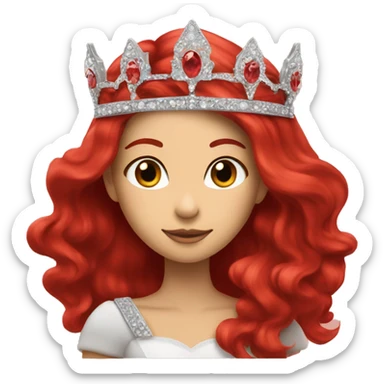 princess crown on red long hair sticker