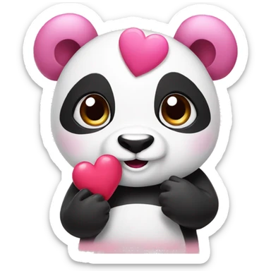 pink panda holding a heart  sticker