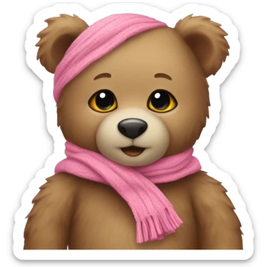 Teddy bear with a pink scarf  sticker