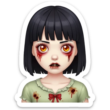 Zombie girl with Black bangs hair sticker