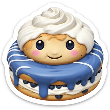 plain blueberry biscuit with single white icing swirl on top sticker