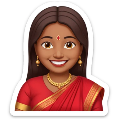 40 yr old chubby indian woman, dark skin, straight brown hair, big smile, white teeth sticker