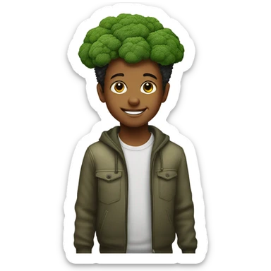a young boy in San Francisco with broccoli for hair sticker
