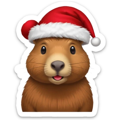 a capybara with a christmas hat sticker