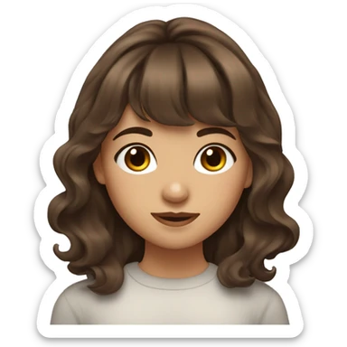 Pretty girl with wavy medium length brown hair and bangs sticker