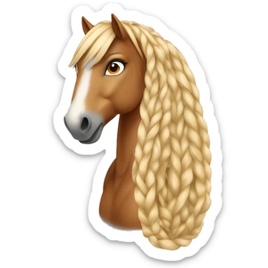 halflinger horse head with blaze and it’s super long forelock braided sticker