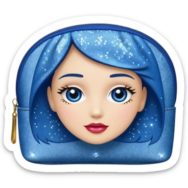 Denim cosmetic bag glittery sticker