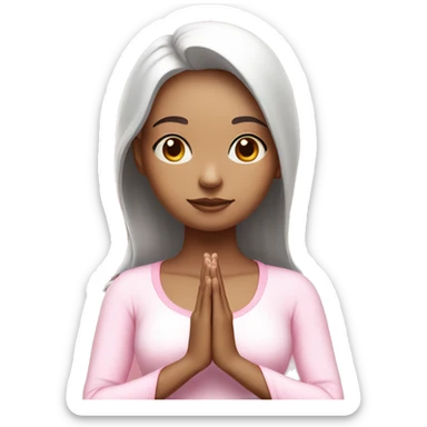 White skin Girl doing praying yoga pose in pink tones half body sticker