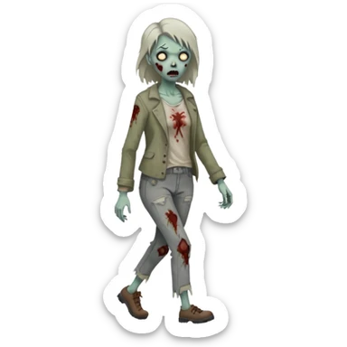 zombie woman full body walking sticker