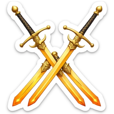 Two fiery royal golden swords crossed sticker