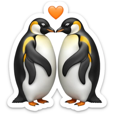 2 emperor penguins facing each other making a heart but no heart emoji added sticker