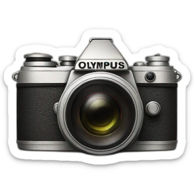 An Olympus film camera that sticks out of a concrete vase sticker