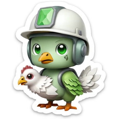 baby square Minecraft zombie on a tiny white chicken sticker