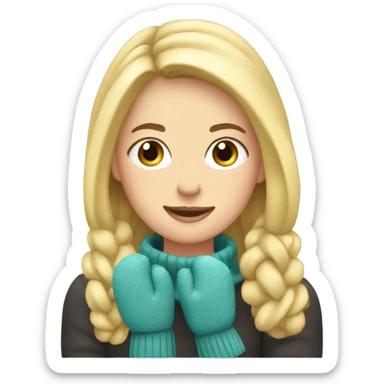 blonde Girl wearing mittens sticker