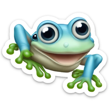 Whites tree frog with blue horned worm sticker