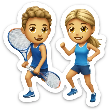 boy padel-tennis player and girl runner sticker