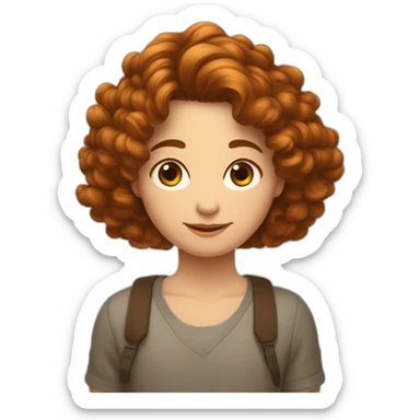 un homme au cheveux court brun et bouclés qui fait un câlin a une fille aux cheveux roux mi-long et frisés sticker