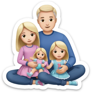 father and daughter playing dolls full body sticker