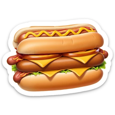 Hot dog holding a hamburger eating a pig sticker