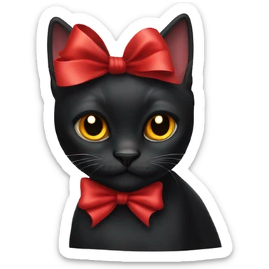 Black cat with red bow sticker