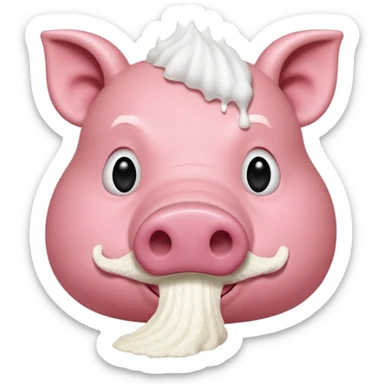 A hog snorting a line of flour  sticker