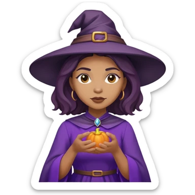 Mixed race witch with a purple dress sticker
