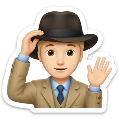 man tipping his hat sticker