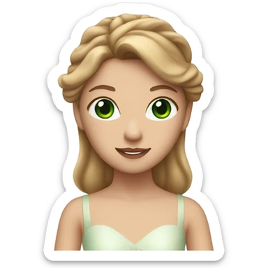 Ballerina with green eyes and light brown hair in a white and red costum  sticker