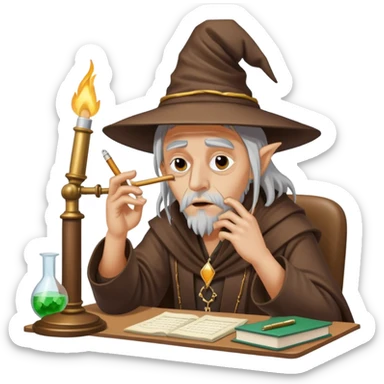 druggie wizard music A&R stressed out at his desk lit blunt hanging off his lip trying to keep his sanity together  sticker