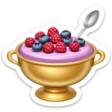 Yogurt with mixed berries in a golden bowl sticker