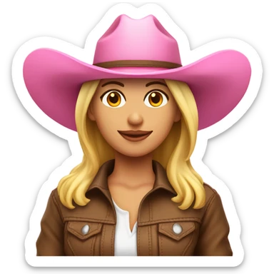 Mujer rubia con un sombrero de cowboy rosa sticker