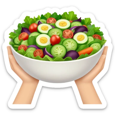 two hands holding a salad bowl sticker