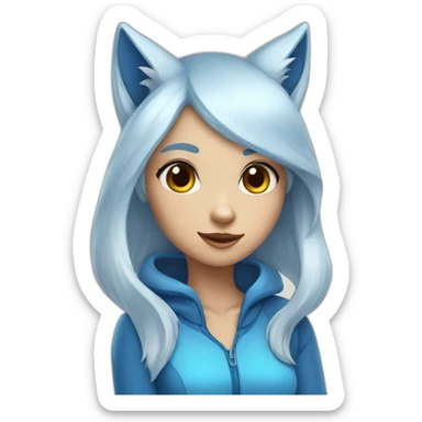 blue fox girl sticker