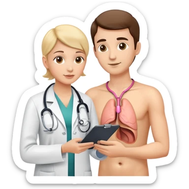 Cancer screening with doctor examining patient with stethoscope, medical check-up sticker