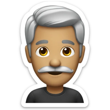 black with some gray hair software developer with black moustache sticker