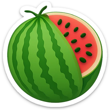 Shrink the watermelon emoji further to a much smaller size, keeping the background transparent, in a style consistent with the original emoji look. sticker