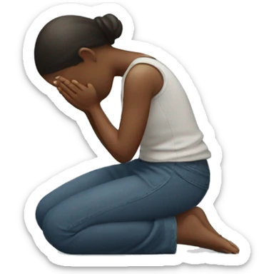 girl kneeling down and praying  sticker